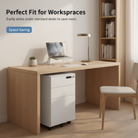 Meuble de rangement métallique mobile moderne à 3 tiroirs avec serrure électronique à clavier pour bureau, école, chambre