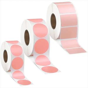Custom Printed Circle Direct Thermal Product Tags DIY Logo Thermal Stickers <b>Paper</b> <b>Roll</b> - Product Image 1