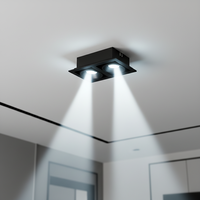 Spot encastré LED YaoTe moderne et minimaliste en aluminium noir, double tête, 6000K, carré, pour plafond, maison et bureau