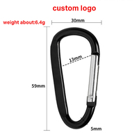Mousqueton en aluminium en forme de D personnalisé avec logo, mini mousqueton en métal pour accrocher les sacs et l'usage extérieur
