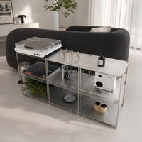 Étagère de présentation modulaire moderne réglable en acier inoxydable, table d'appoint multi-niveaux pour salon, maison, hôtel