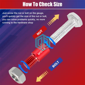 Red & Blue Thread Checker Set 50Pcs Masculino/Feminino Calibres para Parafusos e Porcas 27 Polegada 23 Metric <span class=keywords><strong>Detector</strong></span> de Tamanho Padrão em Caixa Compacta - Product Image 4