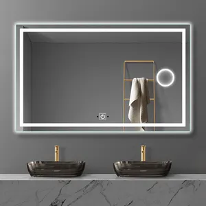 आपा उच्च गुणवत्ता एलईडी प्रकाश के साथ बाथरूम दर्पण दीवार घुड़सवार ऊर्ध्वाधर और क्षैतिज वर्ग श्रृंगार स्मार्ट दर्पण प्रबुद्ध
