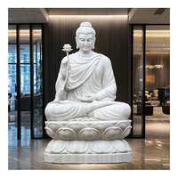 Buddha Statue Marble Hand Carved Traditional Outdoor Large
