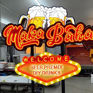 Lenzuolo zincato luci al Neon 3D decorazioni in PVC per Bar birre Logo segno del negozio pilone insegna al Neon <span class=keywords><strong>LED</strong></span> negozio segnaletica - Product Image 4