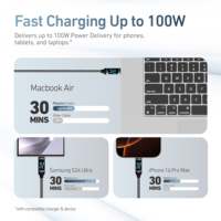 Kabel Data USB C ke Type-C 100W Pengisian Cepat 5A Indikator Lampu LED Berjalan  Berbahan Nilon Kepang untuk Laptop MacBook iPad Samsung