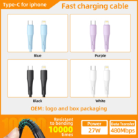 Produk Terlaris Charger Ponsel Silikon 2.4A 27W 60W Pengisian Cepat Quick Charge Kabel USB dengan Bahan Silikon