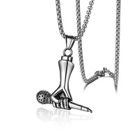 Collier pour homme en acier inoxydable 316L PVD, personnalisé, étanche, style hip-hop punk rock créatif, microphone, best-seller