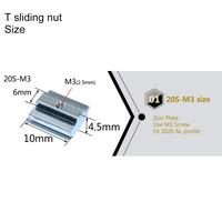 Tuercas en T M3 con Cabeza de Martillo para Ranura en T de Extrusión de Aluminio Serie 2020, Fijación para Marcos de Router CNC y Construcción de Máquinas Modulares