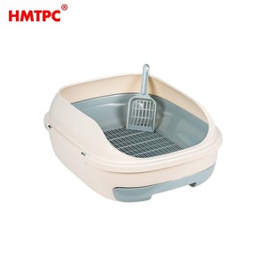 กระบะทรายแมว HMTPC รูปทรงวงรี สีฟ้า PVC ควบคุมกลิ่น พร้อมลิ้นชัก สำหรับแมว - Product Image 3
