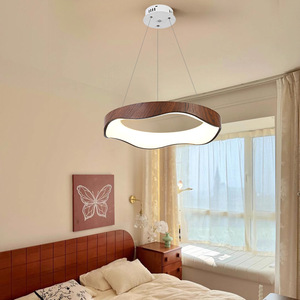 Lámpara colgante minimalista china QiaoSheng de madera de nogal ovalada con LED para la decoración del salón del hogar - Product Image 3