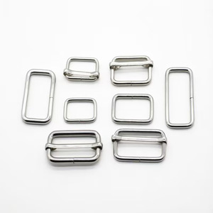 Metal <b>Sliding</b> Buckle For Bags Durable Adjustable Square Metal Wire Pull Buckle Three Position Anti <b>Slip</b> - Product Image 2