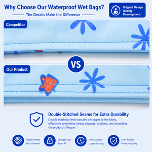 Sac étanche 25*35cm en polyester 180gsm avec doublure TPU, 2 poches, réutilisable et lavable, pour serviettes en tissu et articles de toilette de voyage - Product Image 3