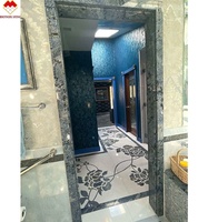 Onyx vert de luxe avec fleur de marbre beige jet d'eau médaillon marbre incrustation de sol mosaïque design pour hôtel et villa