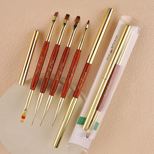 Pinceau à ongles double embout 2-en-1 en nylon pour liner et gel de construction, idéal pour la manucure française (Marque Distributeur) - Product Image 1