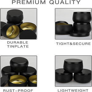 Роскошные матовые черные банки для свечей с металлическими крышками под золото и серебро, пустые контейнеры для свечей - Product Image 4