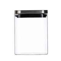 Ensemble de pots de conservation carrés en verre de 0,5 à 1 L, récipients alimentaires transparents avec couvercle hermétique en acier inoxydable pour épices, sucre, sel, café, cuisine
