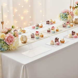Plateau à gâteau rectangulaire en plastique biodégradable et écologique, mini-plat pour desserts, idéal pour les fêtes - Product Image 6