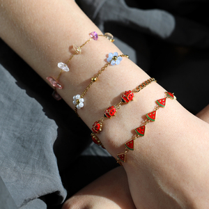 18K Gold Plated Stainless Steel Colorful Natural Stone Women's Irregular <b>Crystal</b> <b>Chip</b> Beads Hypoallergenic Waterproof Bracelet - Product Image 1