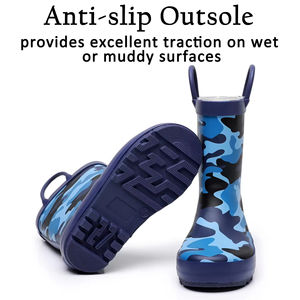 YL-25239 <span class=keywords><strong>Stivali</strong></span> da Pioggia per Bambini in Gomma Blu a Metà Polpaccio, Antiscivolo, Morbidi e Resistenti all'Acqua, per Uso Esterno - Product Image 4