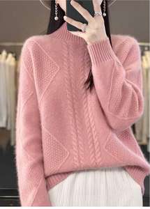 <span class=keywords><strong>เสื้อ</strong></span>สเวตเตอร์ไหม<span class=keywords><strong>พรม</strong></span>คอเต่า<span class=keywords><strong>ครึ่ง</strong></span><span class=keywords><strong>ตัว</strong></span>สีพื้นหนานุ่มสบายสำหรับผู้หญิงใส่ในฤดูหนาว - Product Image 3