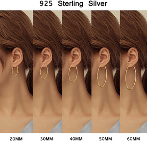 Boucles d'oreilles créoles éternelles YFN Jewelry en argent sterling 925 plaqué or 14k 18k de 40 mm pour femme - Product Image 2