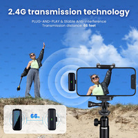Micrófono inalámbrico de 2,4 Ghz para carga de iPhone Mini micrófono Lavalier para 2 micrófono de teléfono de solapa para iPad Clip en micrófonos para video