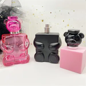 100Ml Beer Vorm Zwarte Kleur Roze Glazen Parfum Cosmetische Flessen Met Plastic Deksel