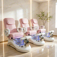 Équipement professionnel pour salon de manucure, fauteuil de spa pour les pieds à dossier haut, fauteuil de pédicure moderne de luxe, électrique, inclinable, rose
