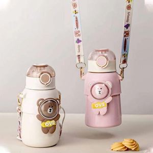 Children's Stainless Steel Thermos Mug Leak-Proof Vacuum <b>Flask</b> with Cartoon Straw Thermal Water <b>Bottle</b> Drinkware - Product Image 3