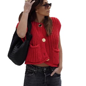 <span class=keywords><strong>Gilet</strong></span> cardigan tricoté pour femme, style streetwear d'été, nouveau modèle épais, le plus vendu - Product Image 5