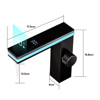 Robinet de lavabo intelligent LED en laiton de luxe avec affichage numérique de la température, hydroélectrique, et cartouche en céramique
