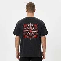 T-shirt pour homme de haute qualité, col rond, coupe décontractée, design personnalisé OEM, lavage à l'acide, style streetwear, impression DTG surdimensionnée