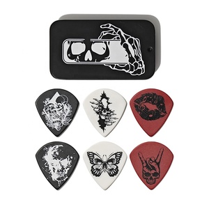 OEM tùy chỉnh bán buôn sáu miếng/Bộ Delrin plectrum lụa in Jazz XL Rock guitar Pick Set với một hộp thiếc màu đen bán buôn - Product Image 1