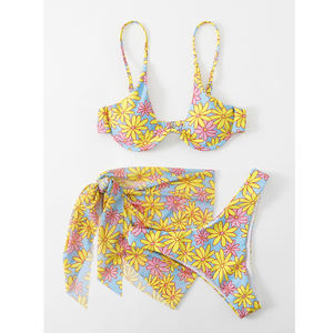 ชุดบิกินี่ 3 ชิ้น ลายเสือดาว แบบมีโครง พร้อมกางเกงในจีสตริง สำหรับผู้หญิง แห้งเร็ว ระบายอากาศได้ดี ผลิตจากผ้าสแปนเด็กซ์/โพลีเอสเตอร์ พร้อมผ้าคลุมตาข่ายทรงสามเหลี่ยมแบบสั่งทำ - Product Image 6