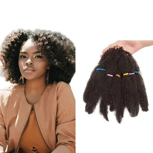 12 polegadas tranças afro crespo em massa Marley cabelo encaracolado trança de crochê cabelo afro crespo em massa Marley extensão de cabelo sintético