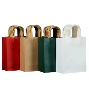 Sacchetto di carta Kraft confezione regalo shopping sacchetto di carta kraft con manico personalizzato fabbrica biodegradabile