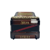 SEASOUND Accordéon professionnel 34 boutons 12 basses 5 registres JB3412D OEM Corps en bois flammé Grille noire Boutons dorés