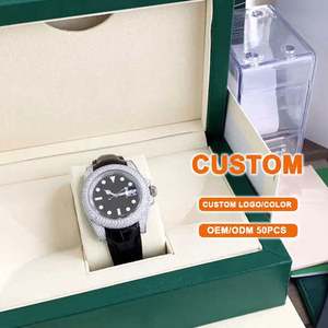 Reloj Mecánico Automático de Lujo Personalizado de Alta Calidad para Hombre, Resistente al Agua, con Esfera Negra de Diamante Moissanite Tipo Platino - Product Image 1