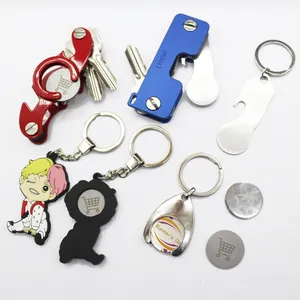 Metal Factory Price Trolley Token Shopping Car Blank Token Coin Holder Keychains Trolley Key Chain Pound Coin Holder