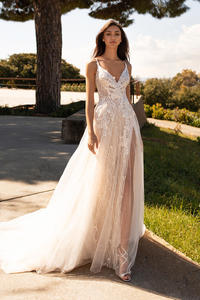 <span class=keywords><strong>Eleganti</strong></span> <span class=keywords><strong>Abiti</strong></span> da Sposa da Spiaggia Economici Senza Maniche con Scollo a V Linea A <span class=keywords><strong>in</strong></span> <span class=keywords><strong>Tulle</strong></span> Sexy Abito da Sposa 2020 Robe De Mariage - Product Image 6