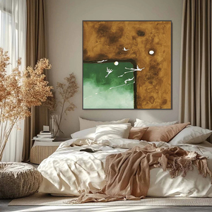 Peinture abstraite de paysage Wabi Sabi, peinte à la main, grande taille, pour salle à manger, salon, décoration intérieure - Product Image 4