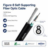 Câble à fibres optiques autoportant en forme de 8 GYTC8S G652D 12 24 48 96 fibres, avec messager en fil d'acier et gaine PE, pour extérieur, aérien, OEM