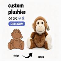 Peluche personnalisable singe souriant mignon, jouet en peluche doux, poupée 45 cm, jouets pour enfants, cadeau pour bébé, jouets pour enfants