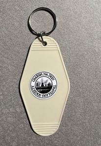 Porte-clés de motel rétro vintage en plastique vierge personnalisé avec logo promotionnel, porte-clés de motel avec boucle, code QR - Product Image 5