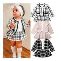 Ensemble de vêtements décontractés pour bébé fille, manteau à carreaux et robe tutu, tenue de fête pour enfants, collection automne-hiver