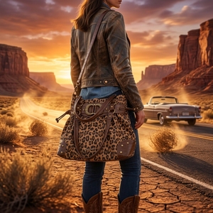 Grand sac fourre-tout vintage à imprimé léopard, sac à main seau pour femme avec garniture en PU effet croco, à porter à l'épaule ou en bandoulière, idéal pour le quotidien, les voyages et le travail - Product Image 6
