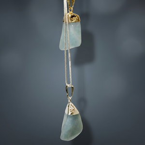 Colgante de Piedra de Aguamarina Pulida en Forma de Lágrima, Gema Semipreciosa, Collar de Doble Gota, Joyería - Product Image 1