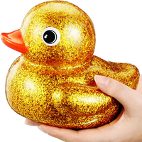Jouet de bain flottant en PVC à presser avec paillettes et son BB, 5*5.5cm, pour enfants de 5 à 7 ans, assortiment de 6 couleurs