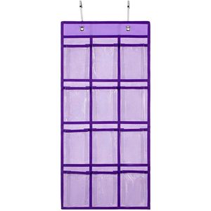 ที่แขวนเก็บของหลังประตู 12 ช่อง สีม่วง สำหรับเก็บเครื่องประดับ เสื้อผ้า ถุงเท้า แบบแขวนติดผนัง ชนิดตะขอ  วัสดุผ้าไม่ทอ - Product Image 1